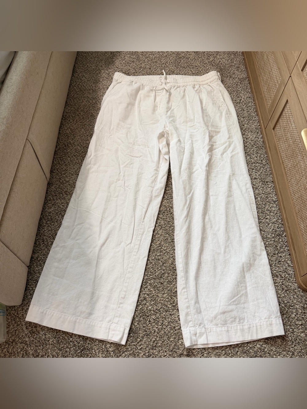 Women’s Talbots White Linen Blend Drawstring Pants size XL